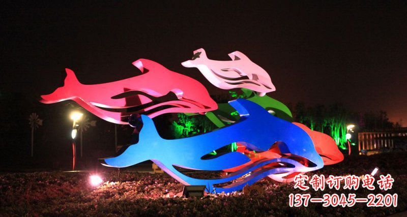 安阳抽象海豚公园不锈钢雕塑