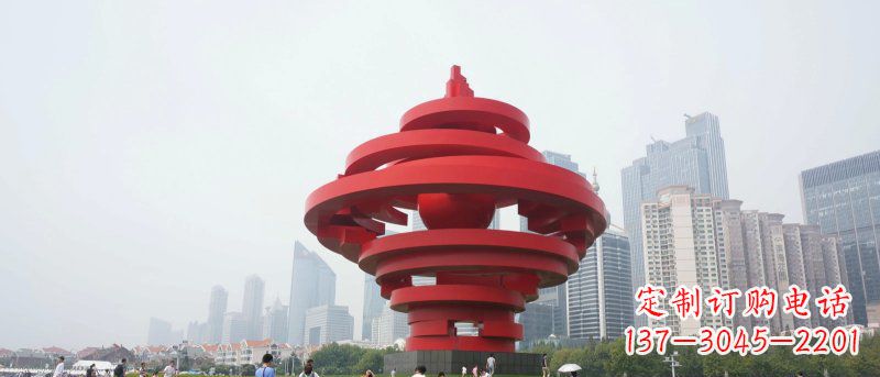 安阳抽象火炬不锈钢五月的风广场景观雕塑