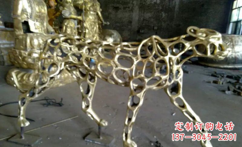 安阳抽象金钱豹公园动物铜雕 (3)