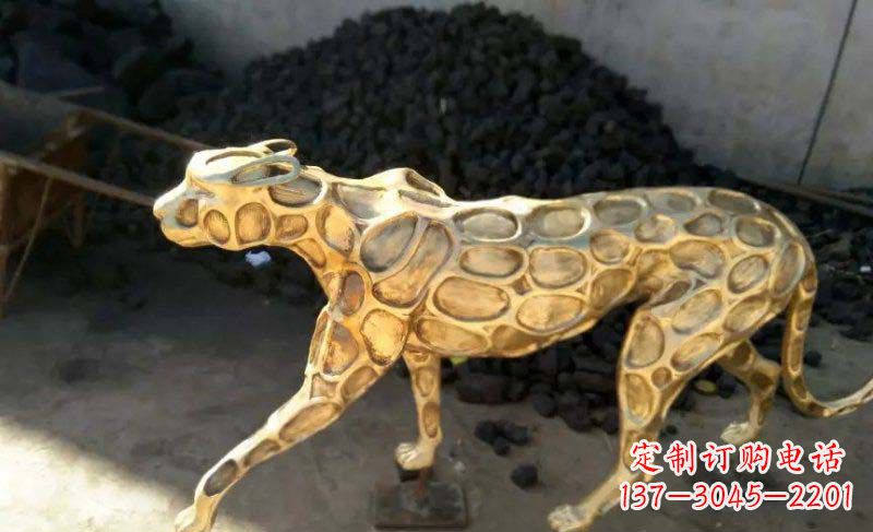 安阳抽象金钱豹公园动物铜雕