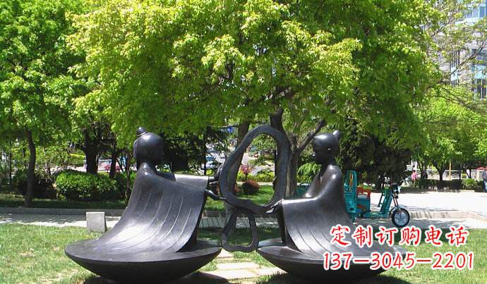 安阳抽象孔融让梨校园景观铜雕
