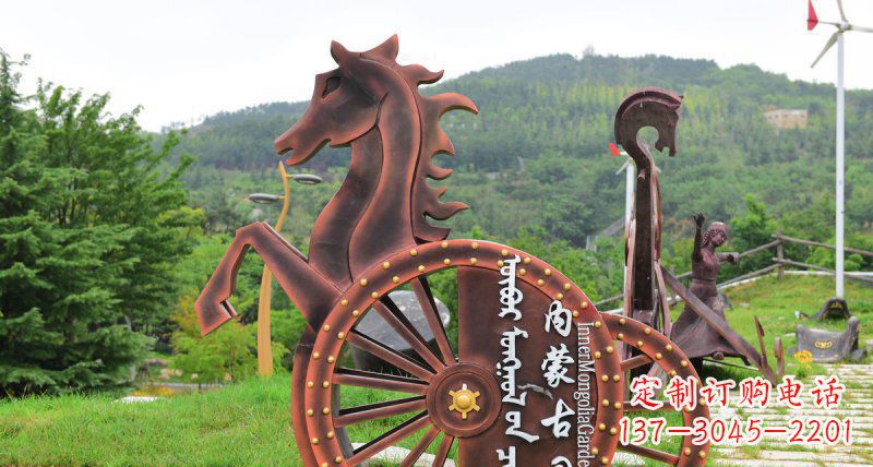安阳抽象马车不锈钢标志雕塑