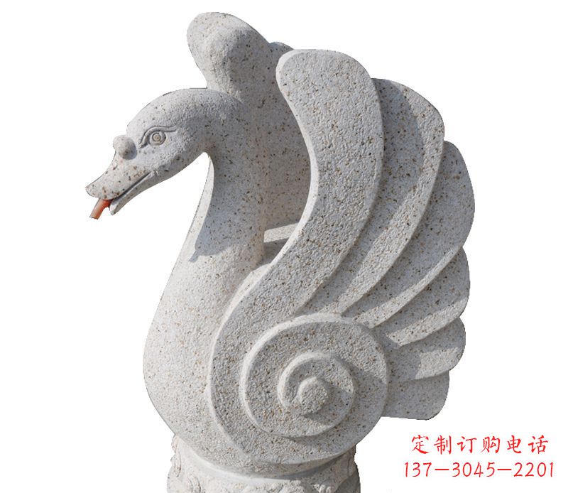 安阳抽象喷水天鹅石雕 (2)