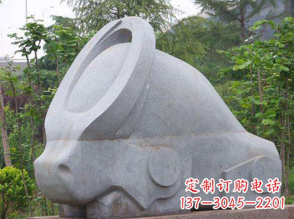 安阳抽象石雕牛-抽象生肖牛动物景观雕塑