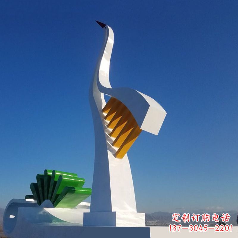 安阳抽象仙鹤不锈钢景观雕塑