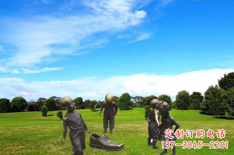 安阳穿大鞋的儿童铜雕 (2)