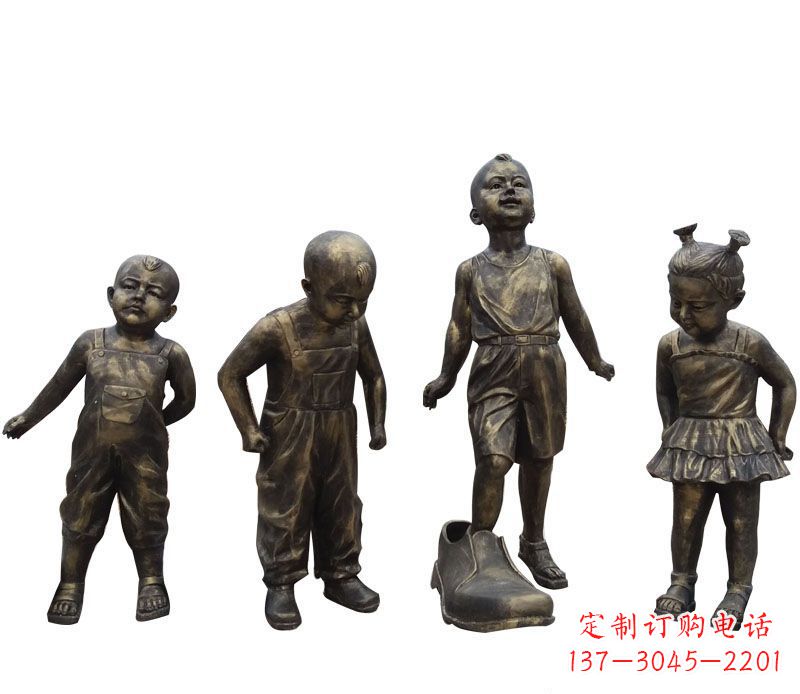 安阳穿大鞋的儿童铜雕