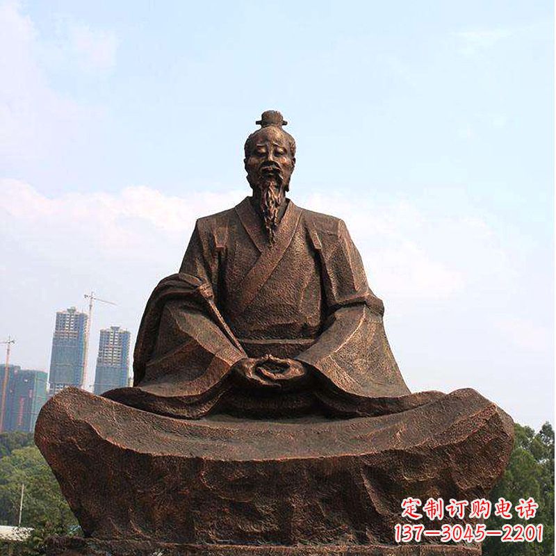 安阳纯铜葛洪盘坐雕塑-景区园林历史医学人物雕像