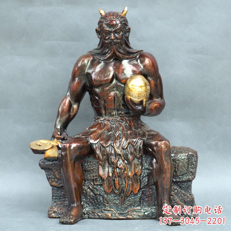 安阳纯铜神农大帝坐姿雕塑像