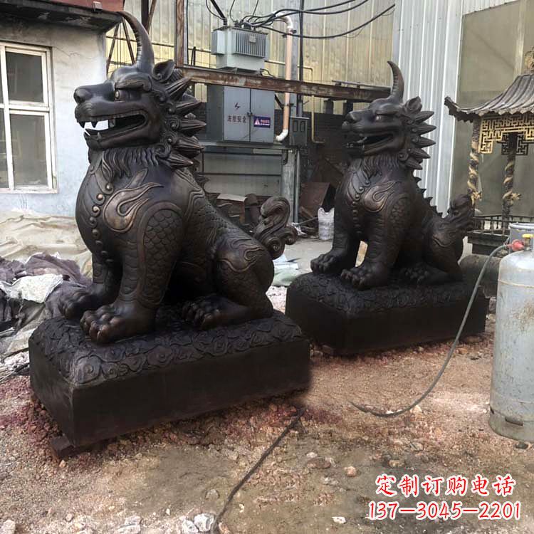 安阳精美纯铜獬豸雕塑中国古代神兽雕刻之美