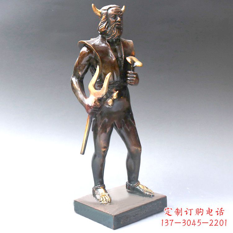 安阳纯铜药王神农氏铜像摆件