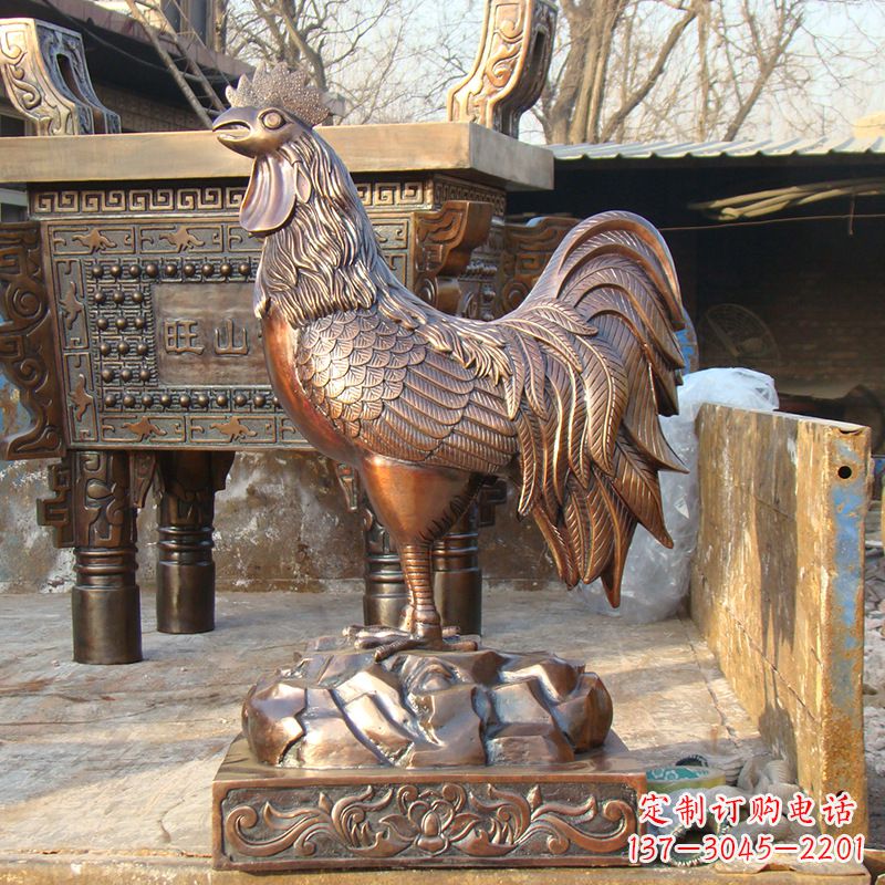 安阳纯铜铸造生肖鸡雕塑摆件