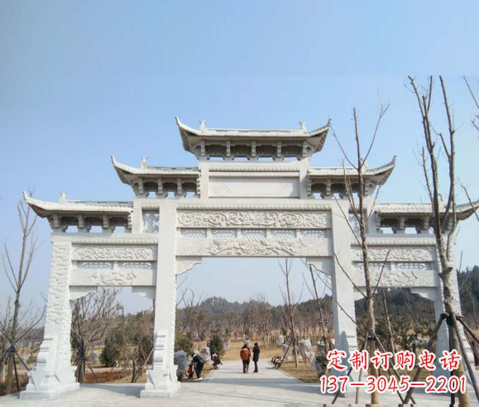 安阳村口三门石雕牌楼 (6)