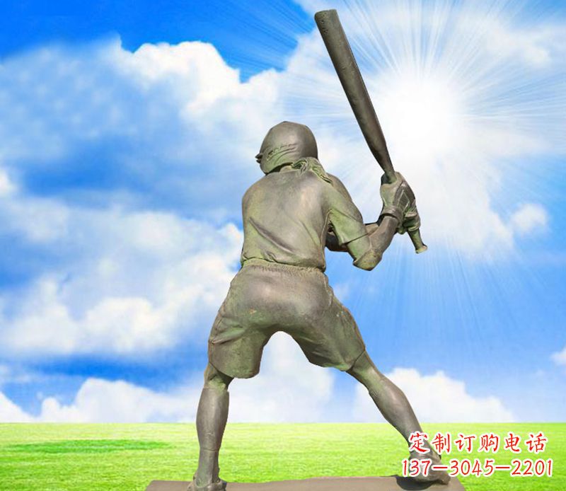 安阳打棒球公园人物铜雕