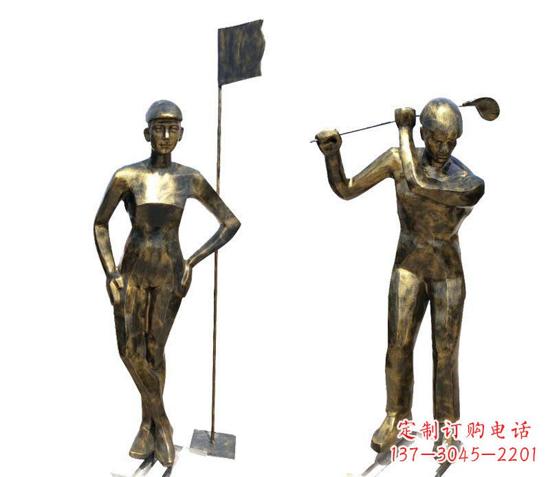 安阳打高尔夫人物广场景观铜雕摆件