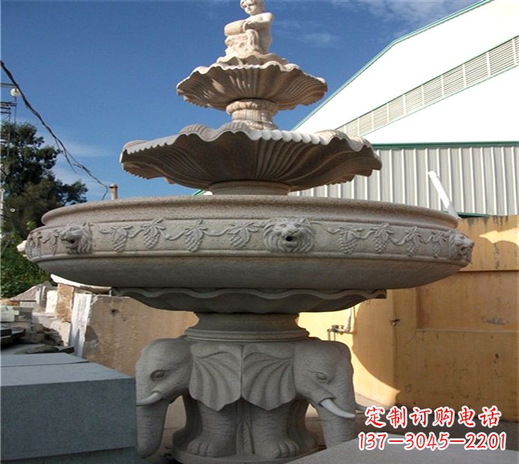 安阳大钵石雕喷水天鹅