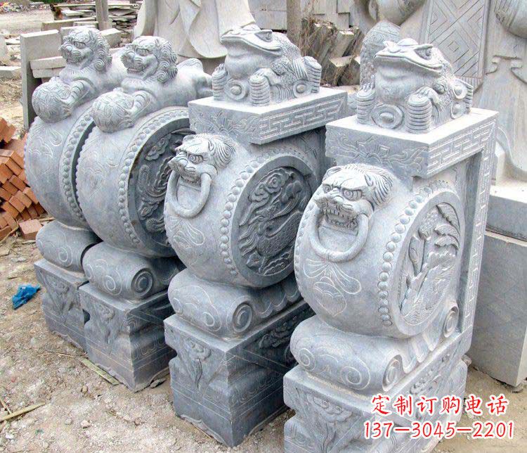 安阳大理石抱鼓石金蟾貔貅门墩石雕