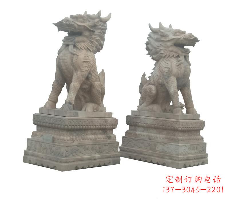 安阳大理石踩球麒麟门口神兽石雕
