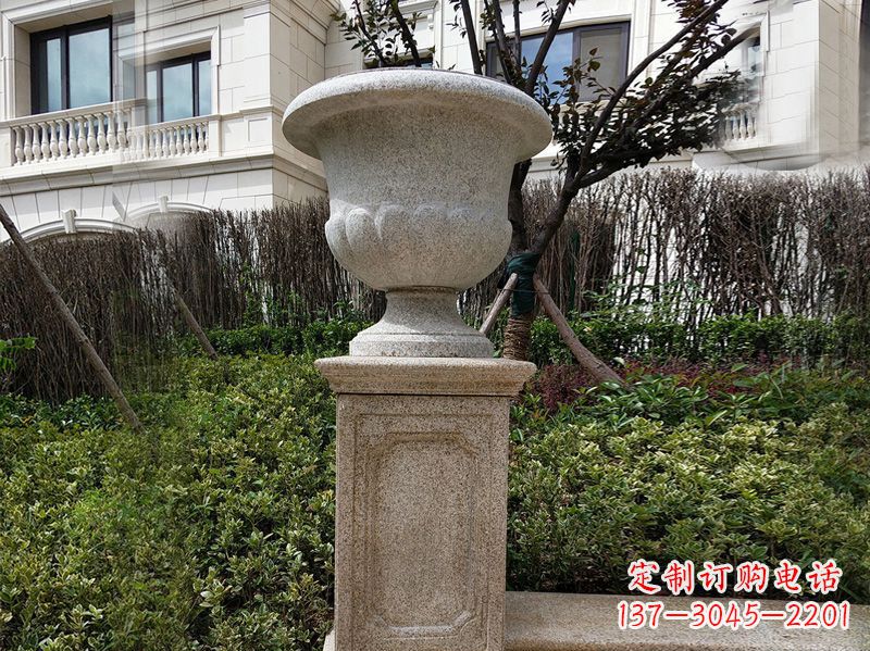 安阳大理石花钵小区花盆石雕