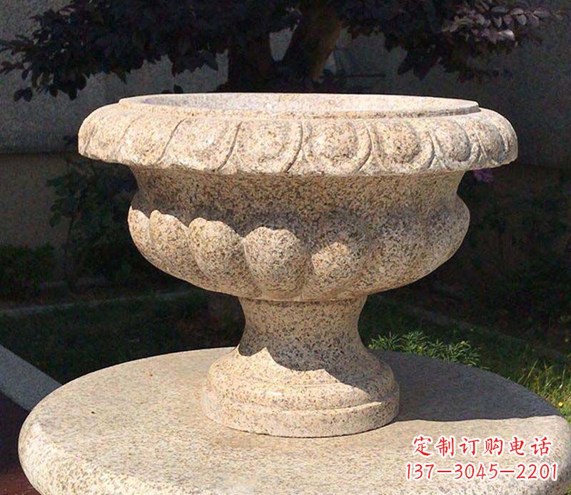 安阳大理石花钵公园花盆石雕