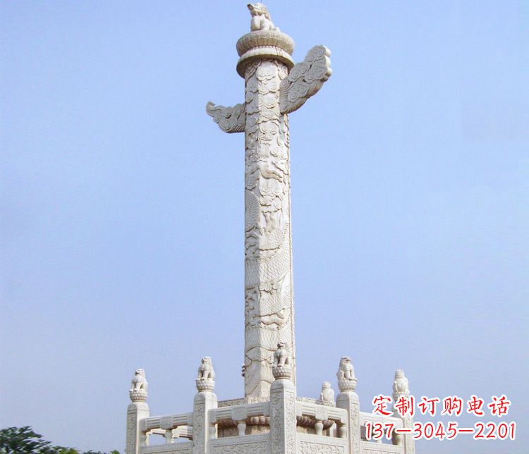 安阳大理石华表广场盘龙柱石雕
