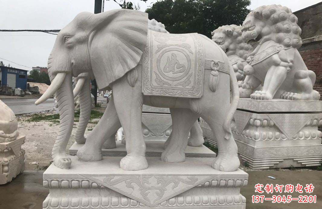 安阳大理石吉祥如意别墅门口镇宅石雕大象