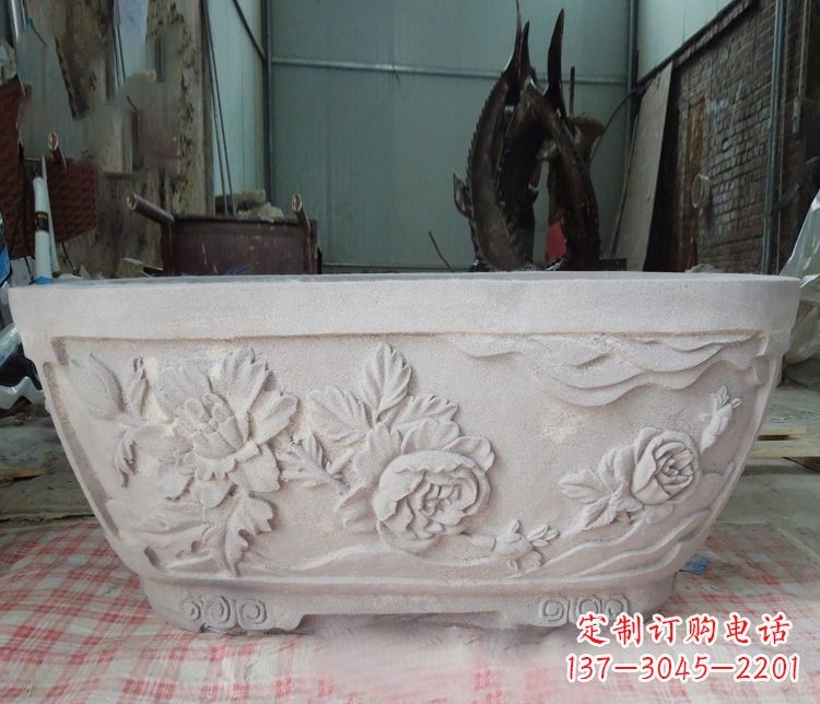 安阳大理石景观花盆雕塑
