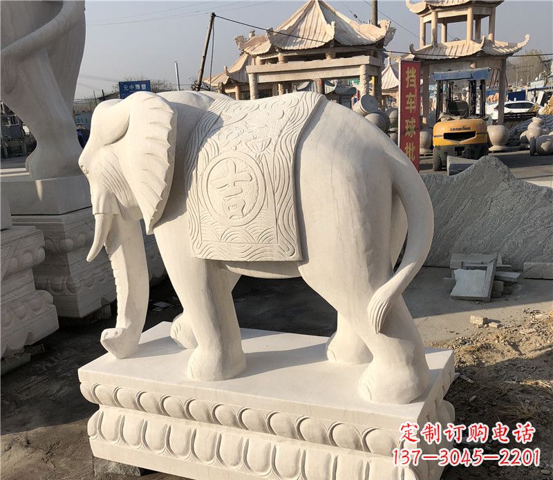 安阳大理石卷鼻如意大象