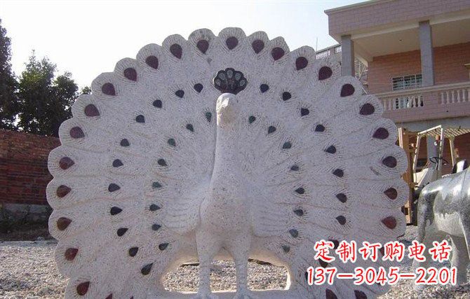 安阳大理石开屏的孔雀石雕
