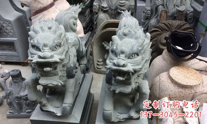 安阳大理石立式麒麟门口镇宅石雕