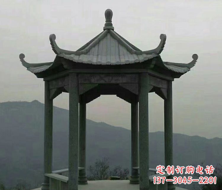 安阳大理石凉亭景区六角石雕