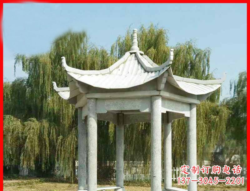 安阳大理石六角凉亭公园石雕 (3)