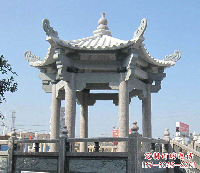 安阳大理石六角凉亭石雕 (2)