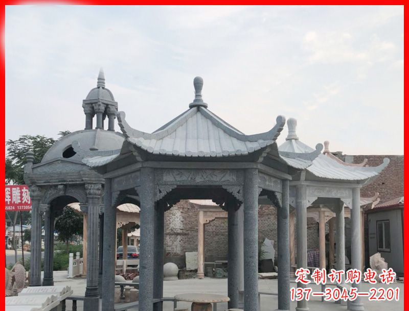 安阳大理石六角凉亭公园石雕 (5)