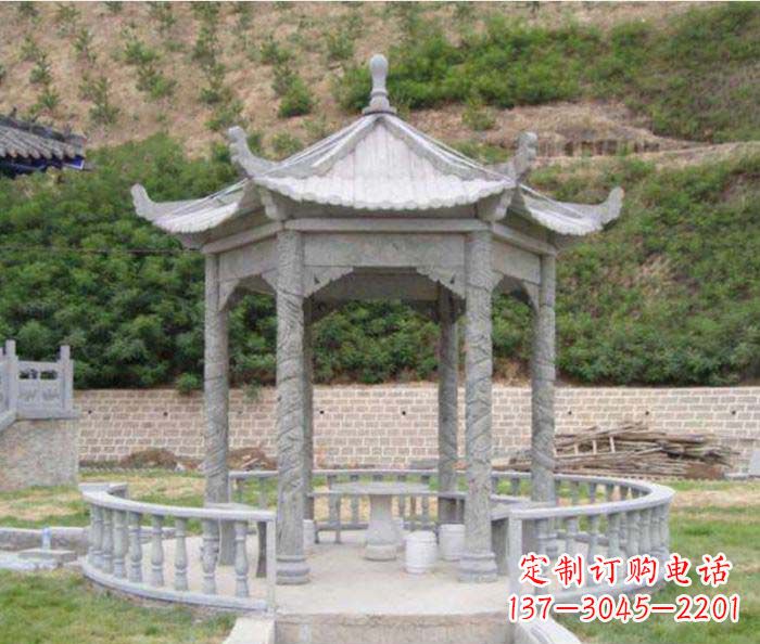 安阳大理石六角石雕凉亭 (2)