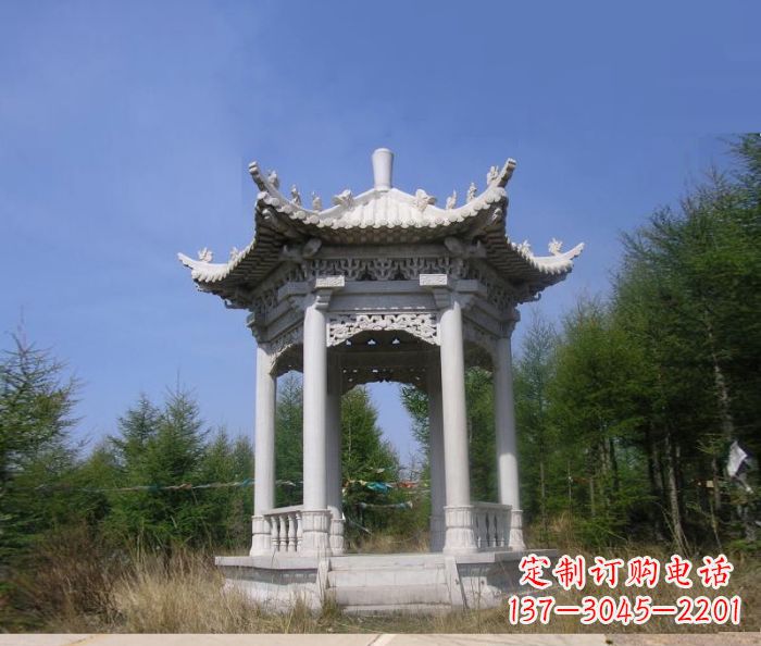 安阳大理石六角石雕凉亭 (3)
