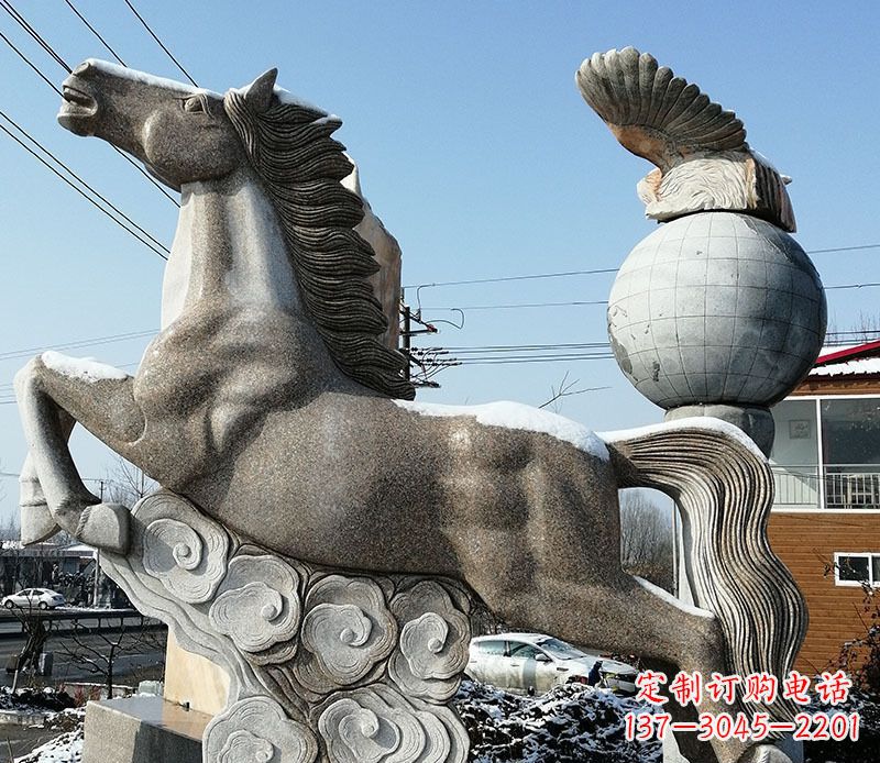安阳大理石马踏祥云石雕 (3)