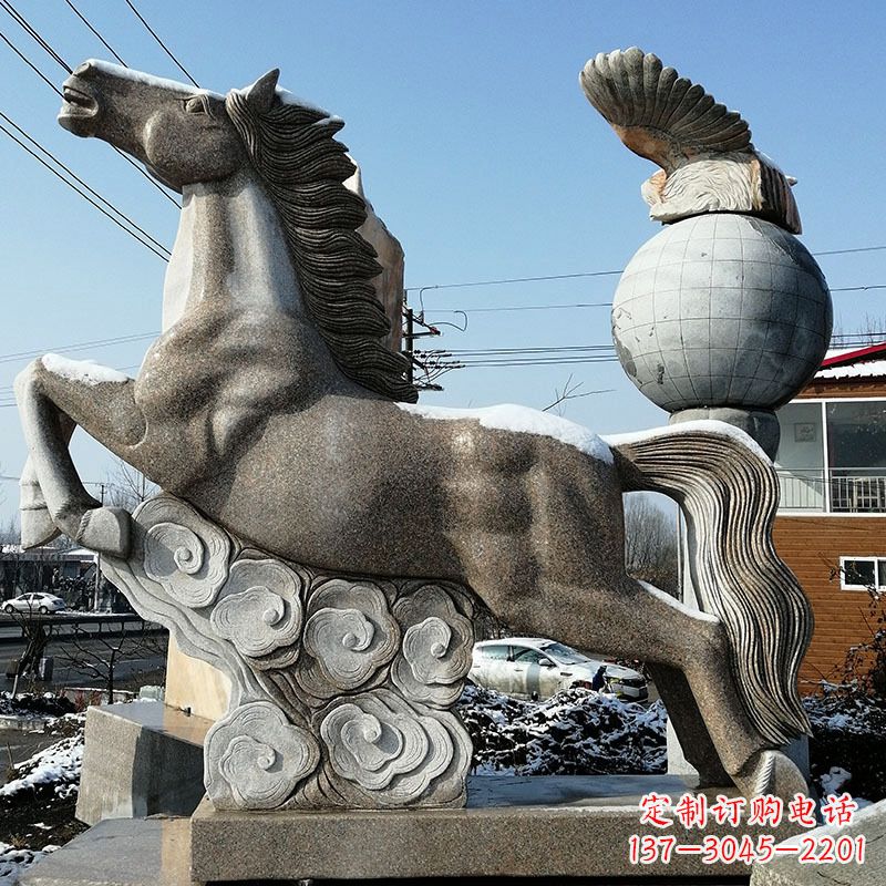 安阳大理石马踏祥云石雕