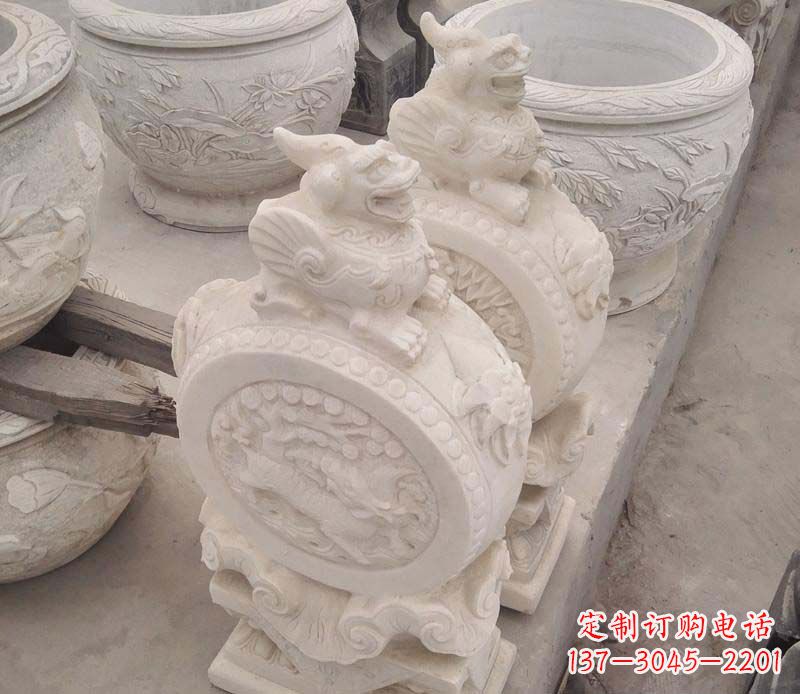 安阳大理石貔貅抱鼓石雕塑