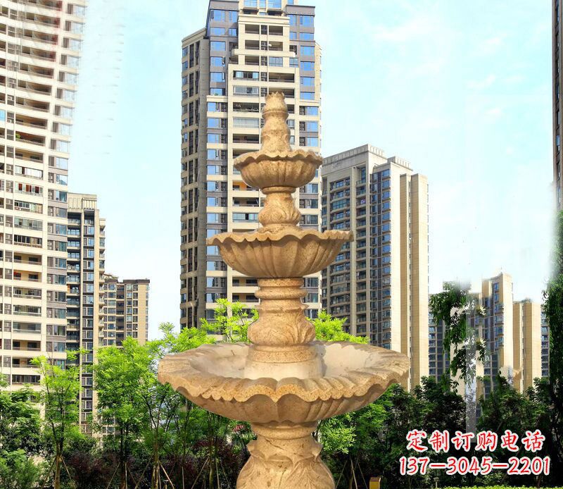 安阳大理石三层喷泉公园石雕 (2)