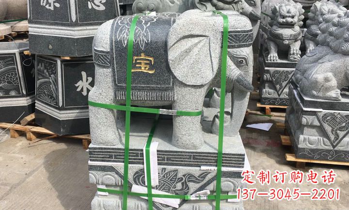 安阳大理石如意大象门口镇宅石雕 (3)