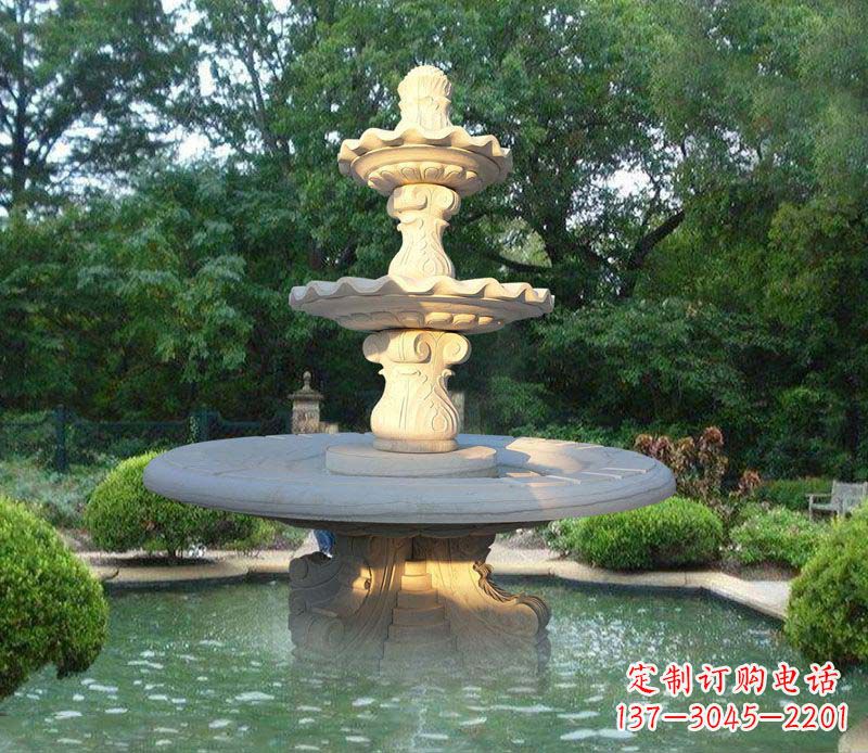 安阳大理石三层喷泉公园石雕