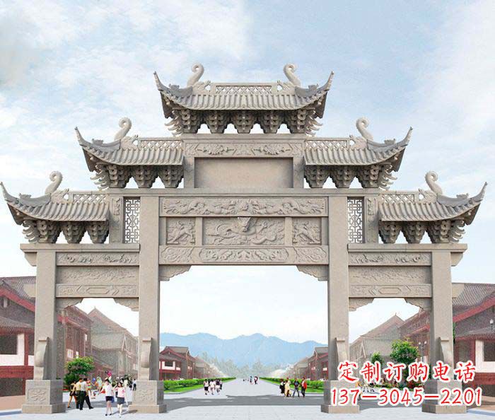 安阳大理石三门石雕牌坊