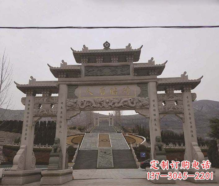 安阳大理石三门五楼石牌坊石雕