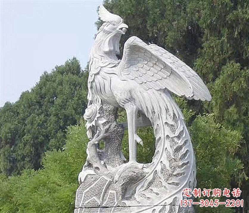 安阳大理石神兽凤凰景观石雕,景区公园园林大型动物雕塑
