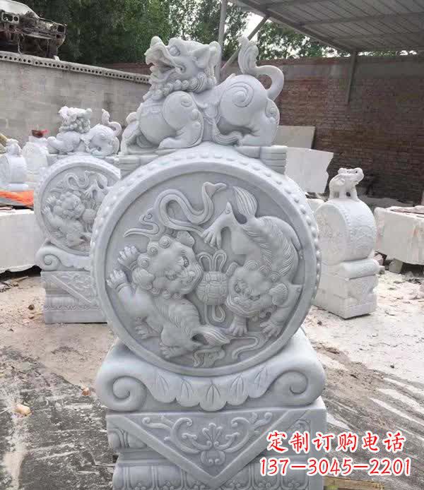 安阳大理石狮子抱鼓石雕塑