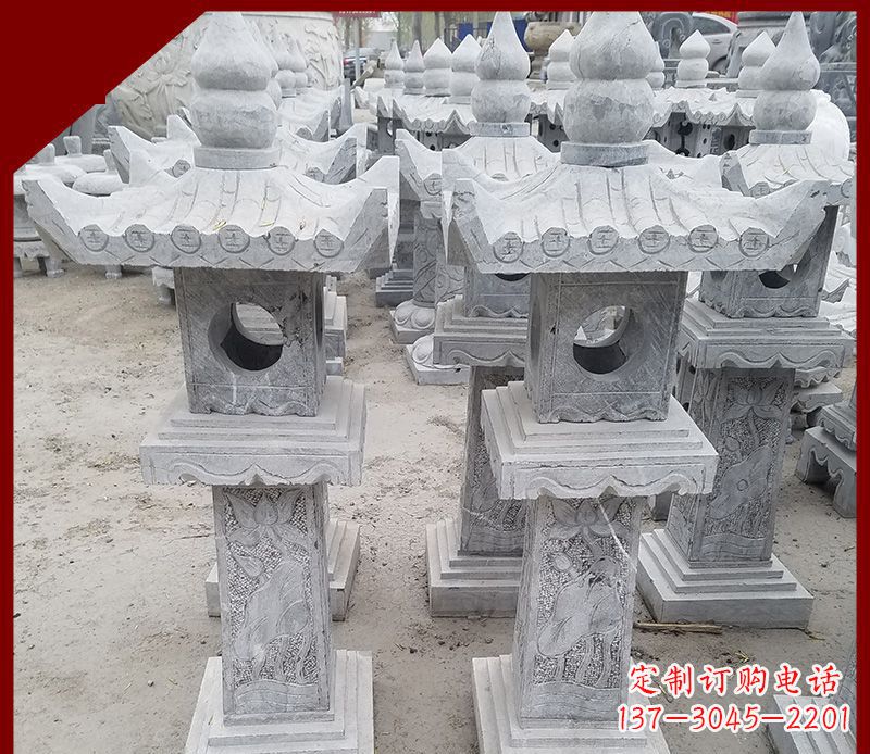 安阳大理石石灯笼寺庙石雕 (2)