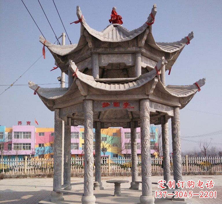 安阳大理石双层八角凉亭广场石雕