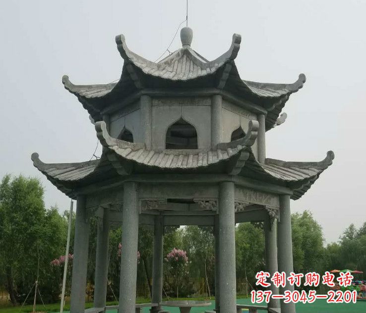 安阳大理石双层凉亭石雕