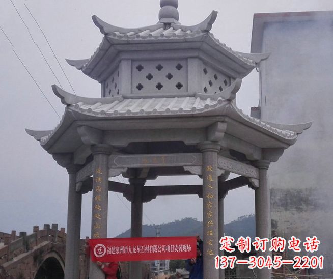 安阳大理石双层石雕凉亭